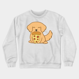 Golden Retriever eating a pizza Crewneck Sweatshirt